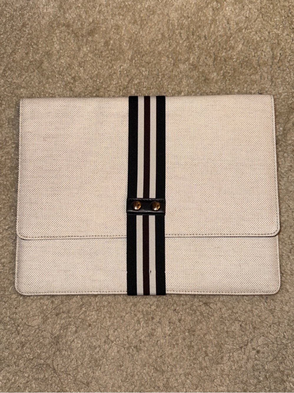 Theory Canvas Stripe Detail Portfolio Clutch - Cream